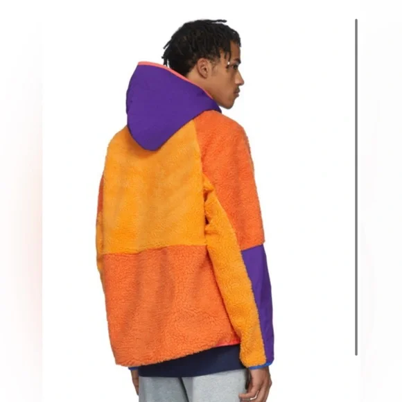 🔸NIKE ORANGE SHERPA FLEECE PULLOVER JACKET🔸 - Picture 2 of 9